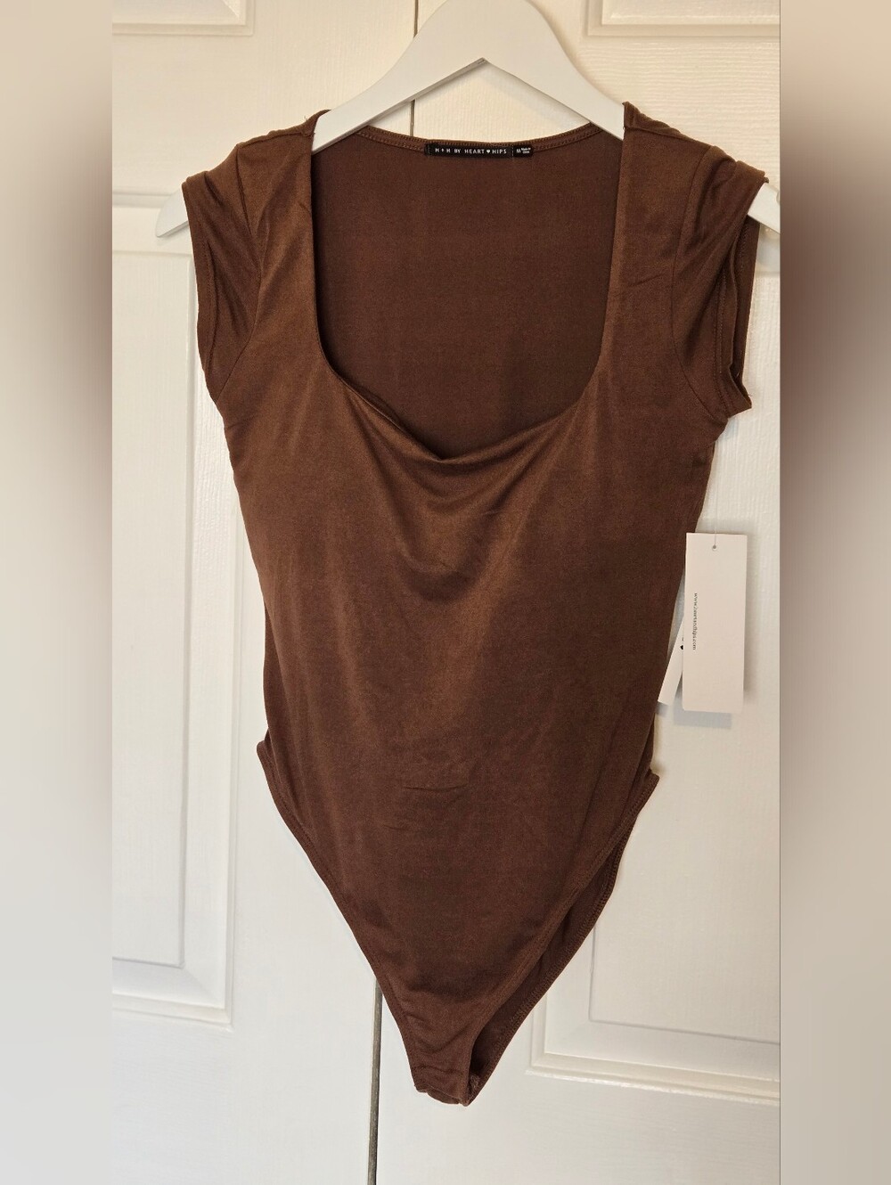 NWT H+H by Heart Hips Brown Cowl Neck Bodysuit Size M Y2K Going Out Top